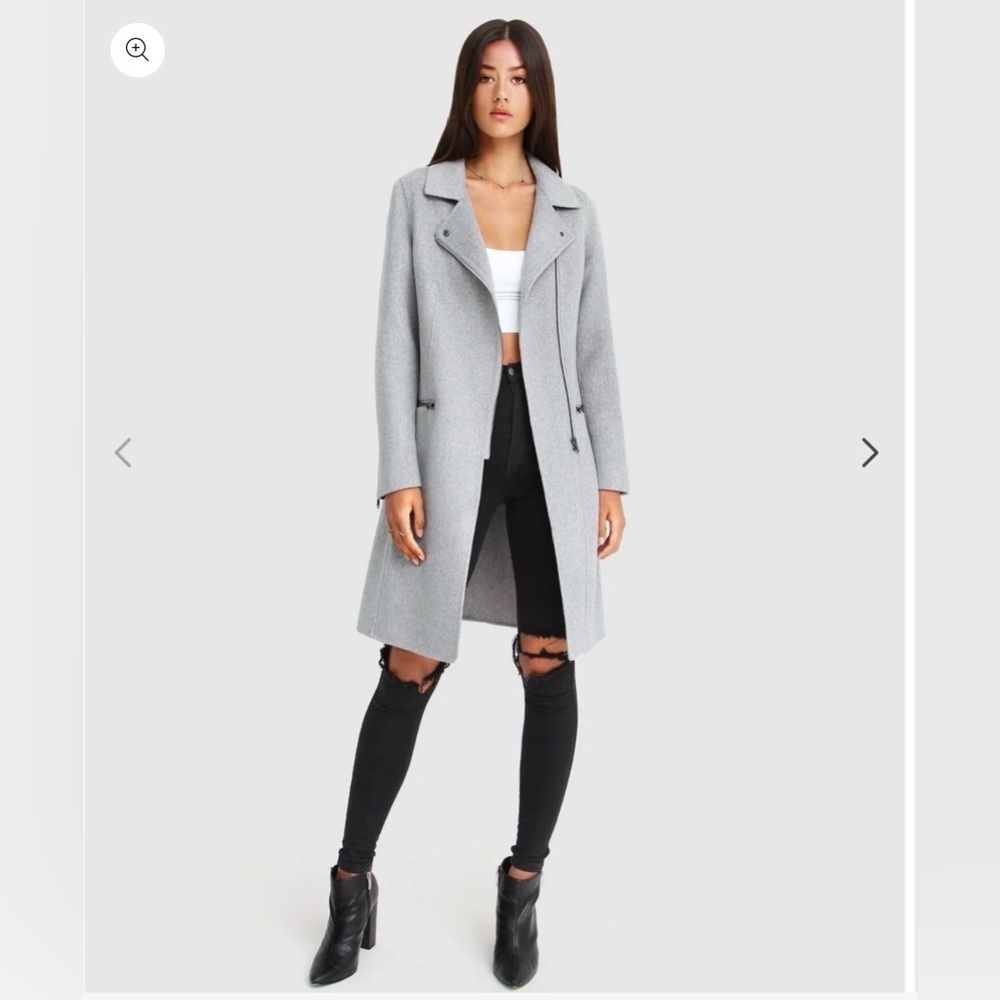 Belle & Bloom Gray Trench Coat wool blend size S - Picture 14 of 15
